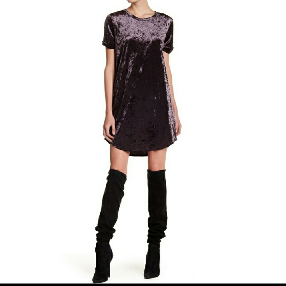 HYFVE Velvet Metallic T-Shirt Dress